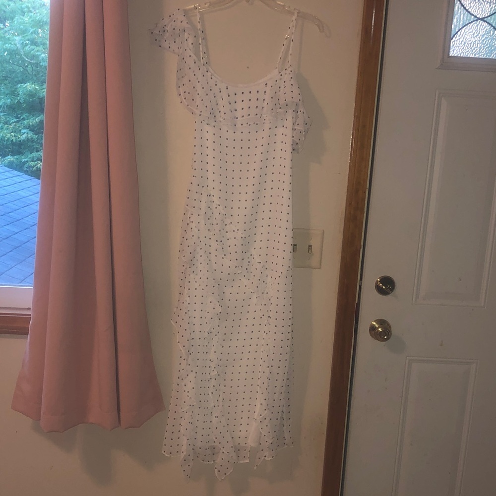 White Polka Dot Ruffle Dress. Preppy and brand new!